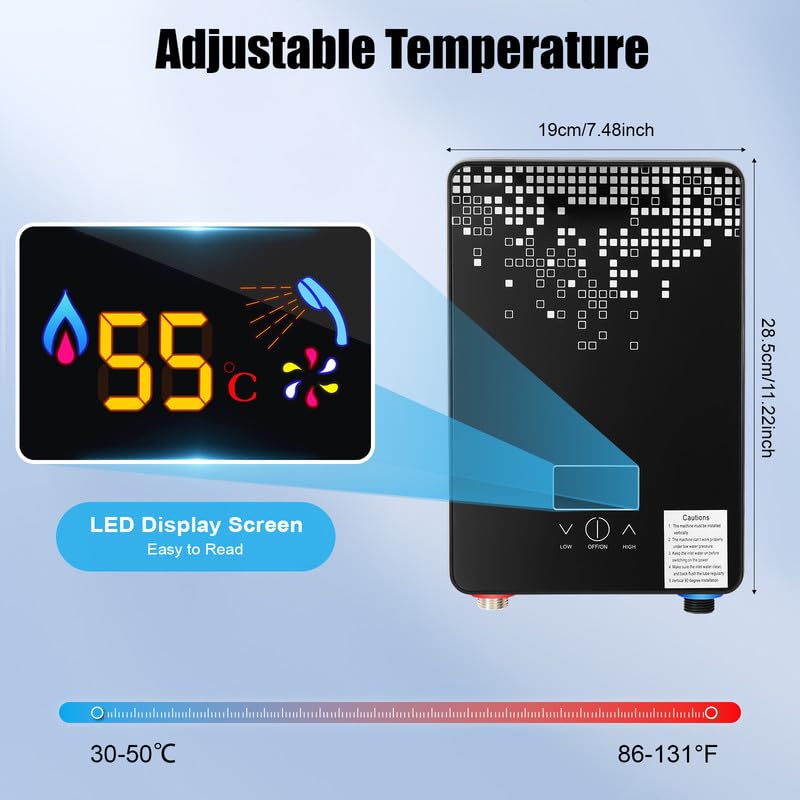 Calentador De Agua Eléctrico Compacto Para Montaje En Pared, Termo Eléctrico Con Indicador LED Para Cocina Y Baño, Negro