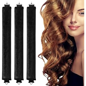 SIQULIX Overnight Heatless Hair Curler Blowout Rods Jumbo, Heatless Curls Satin Jumbo Flexi Rods to Sleep in, Soft Heatless Rod for All Hair Types, No Heat Overnight Sleeping Curls Styling Tools 3pcs. 25