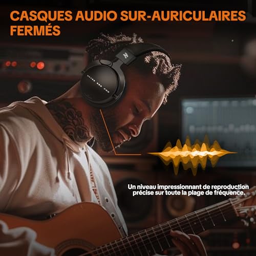 W550X Casque Studio Professionnel, Casque Audio Over-Ear Fermé avec Coussins en Cuir & Velours et Câbles Détachables, pour Enregistrement, Mixage, Mastering, DJ Monitoring, Gaming – Image 3