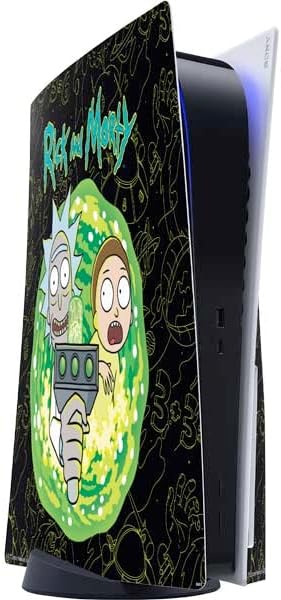 Skinit Decal Gaming Skin Compatible with PS5 Console - Officially Licensed Adult Swim Rick and Morty Portal Pattern Design