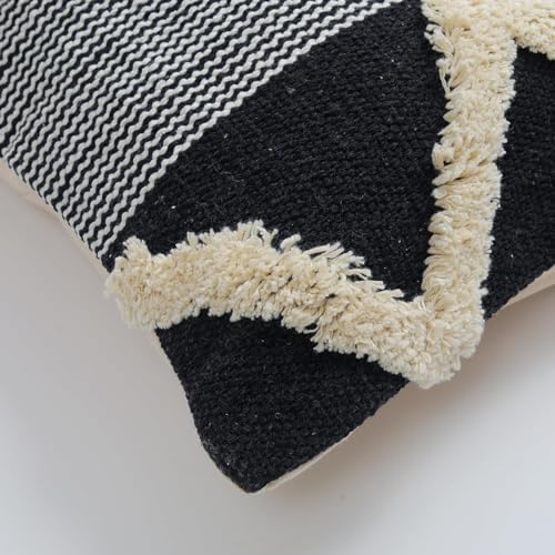 Image of Furnistitchs Premium Decorative Throw Cushion Pillow Cover Boho Home Decor - Living Room Bedroom Couch Sofa Cushion Covers 16 inch x 16 inch (1, Black Mountains)