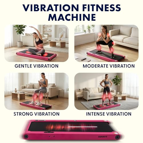 Image of Squatz 2‑in‑1 Walking Pad Treadmill with Handlebar & Vibration Plates - Compact Walking Pad with LED Display, Device Holder, Quiet 1.0HP Motor & Remote for Home or Office Fitness