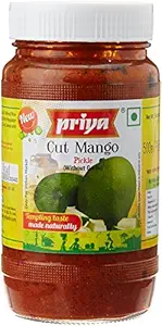 Cut Mango Pickle without Garlic, 500g - Authentic Telugu Style Aam Achar | Traditional South Indian Taste | Homemade Andhra Pickles | Tangy and Spicy | With Mango Pieces & Mixed Spices | Glass Jar