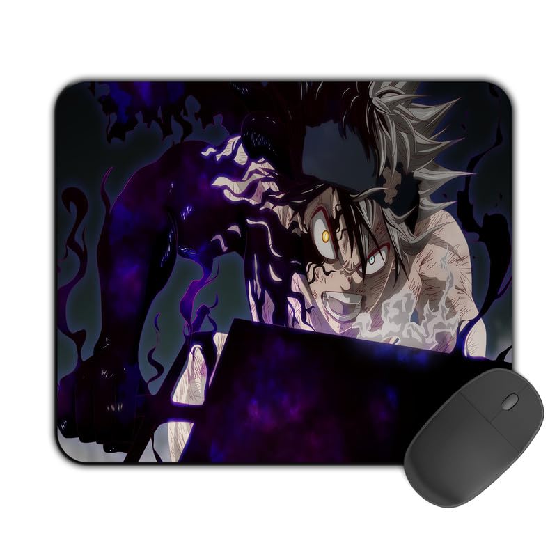 Image of Printed Design Mouse Pad Asta in Fight (200MM X 240 X 3MM) Enhance Gaming and Work Performance Comfortable and Precise Non-Slip Water Proof Black Clover Mouse Pad.