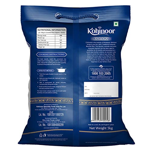 Image of Kohinoor Traditional Authentic Basmati Rice, 5 kg Pack