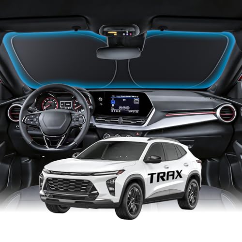 Image of Wigoo for Chevrolet Trax Windshield Sunshade [OEM Design, 100% Sun Blockage] Foldable Heat Insulation Sun Shade with Storage Bag, for Chevrolet Trax (2024-2026), Silver Coating