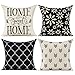 Lot de 4 Housse de Coussin Géométrique Noir et Blanc Fleurs Motif Taie d’Oreiller Moderne Décoration de la Maison 45x45cm pour Canapé Lit Voiture Salon (Home Sweet Home