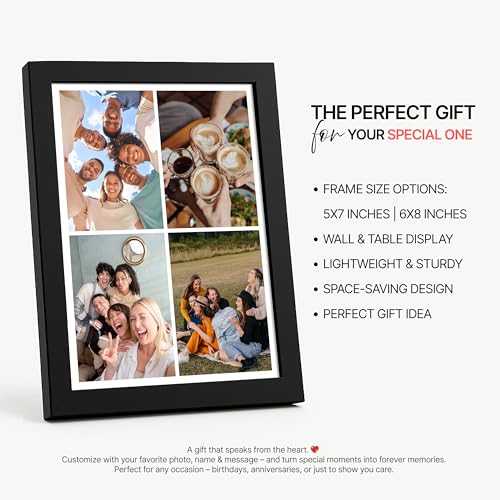 Image of Framekaari Customized Collage Photo Frame | Personalized Gift | Custom 4-Photo Collage | Family, Friends & Travel Memories | Room Decor | Tabletop & Wall Mount | 16x21 cm (Design-11)