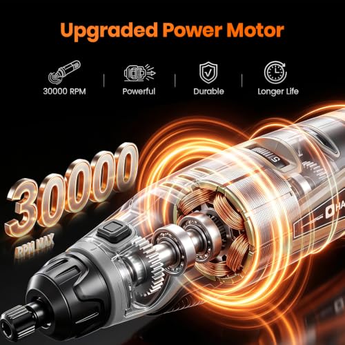 Image of HARDELL 12V Cordless Rotary Tool Kit 6-Speed 30000RPM Rotary 94 Accessories | Power Rotary Tools for Engraving, Sanding, Polishing, Cutting, Carving, DIY and Craft Projects
