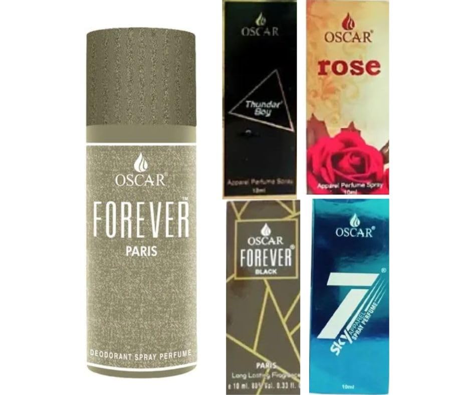 1 GRAY FOREVER PARIS DEO 150ML + 1 BLACK THUNDER BOY PERFUME 10ML + 1 BLACK FOREVER PARIS PERFUME 10ML + 1 ROSE PERFUME 10ML + 1 7SKY BLUE PERFUME 10ML