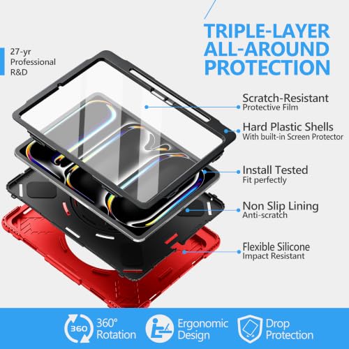 Image of Miesherk STOCK Case for iPad Pro 13 Inch M5 2025 / M4 2024 Red