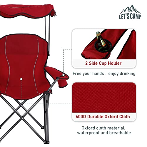 LET'S CAMP Camp Chair with Shade Canopy Heavy Duty Canopy Chair 350LBS - image 4