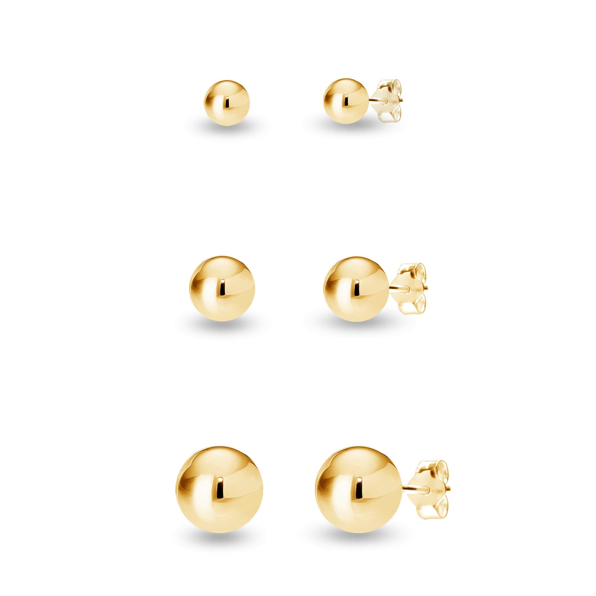 LeCalla Set of 3 Pairs 925 Sterling Silver BIS Hallmarked Classic Gold Plated Ball-Post Stud Earrings for Girl Teen Women 3mm 6mm 8mm (B0D73DGFMG) Amazon Price History, Amazon Price Tracker