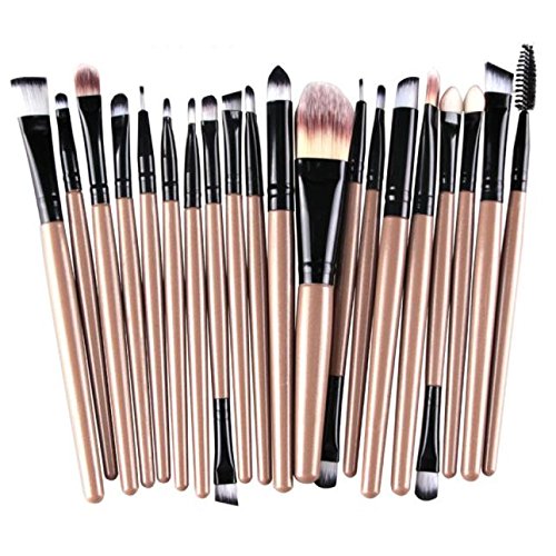 MORECON 20 pcs Makeup Brush Set tools Make-up Toiletry Kit Wool Make Up Brush Set (Gold)