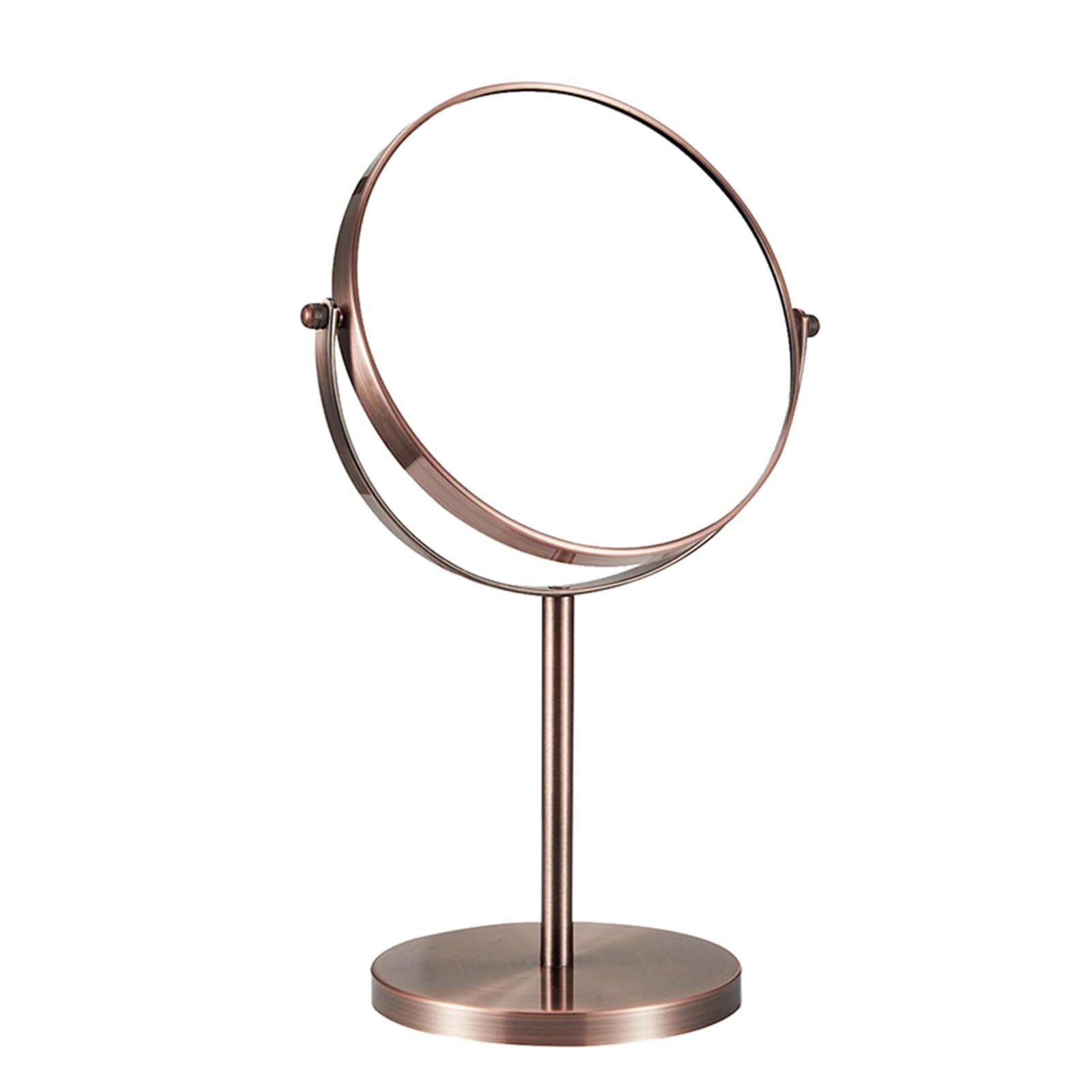Rewis A Brushed Red Bronze Tabletop Rotation Makeup Mirror, Double Side 1X /3X Magnification Cosmetic Mirror, Countertop Standing Hd Shaving Mirror, Vanity Mirror For Beauty Salon Nti-Fingerprint,,8Inch