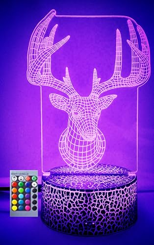 Lámpara de mesa ilusión 3D ciervo cambio 16 colores