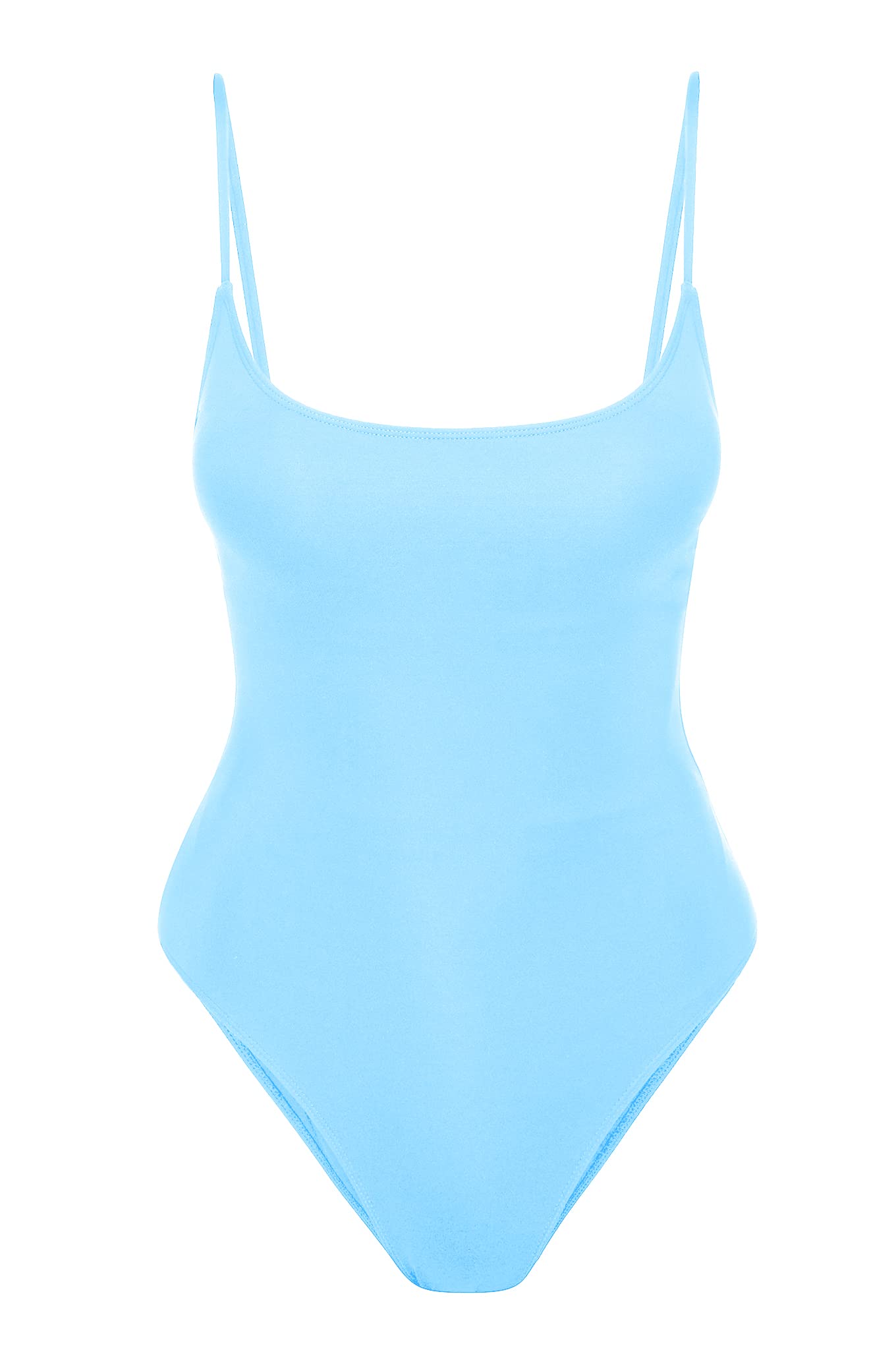 Narecte Sexy One Piece Bathing Suit for Women Tummy Control High Cut One Piece Swimsuit Womens Sky Blue M