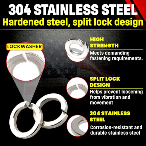 Image of Chenango Supply Stainless 3 /8 Lockwashers, 304 Stainless Steel, 50 Pieces (3 /8 LOCKWASHER)