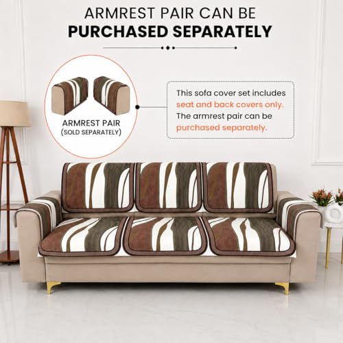 Image of Homerz Premium 'Luxe Series' Holland Velvet Sofa Cover | Smooth Finish | Anti-Skid Fleece Backing | Soft Touch Couch Protector for Living Room (Ocean Crest, 6 (3+2+1) Seater, Seat Cover with Backrest)