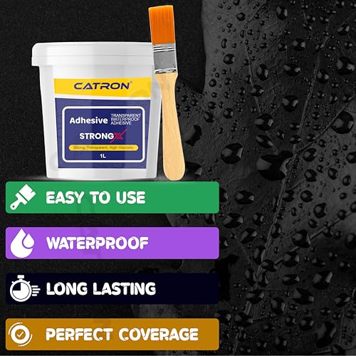 Image of Catron 1L /1Kg Transparent Waterproof Glue with Brush for Crack Seal, Roof Water Leakage Solution, Indoor and Outdoor Epoxy Resin Adhesive Strongx Sealant | for Bathroom, Walls, Tiles and Pipes