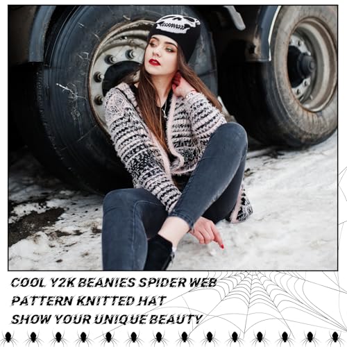 Image of Ramede 4 Pcs Y2k Beanie - Double Sided Graphic Beanies for Men and Women, Acrylic Knitted Y2k Hats Accessories