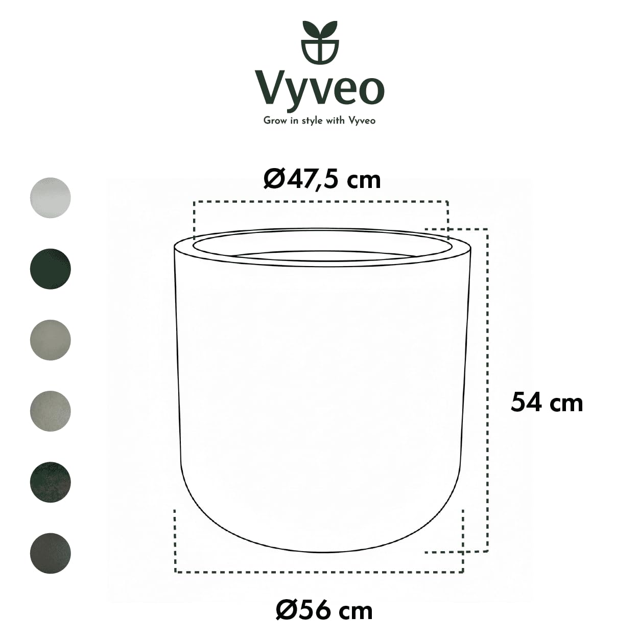 Blumentopf Orena - 56x54 - Silber metallic - Blumentopf für den Innen- und Außeneinsatz - Übertopf - Pflanztopf - Pflanzgefäß
