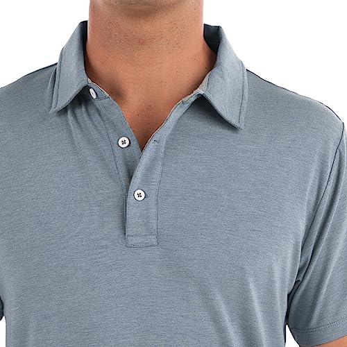 Free Fly Men's Flex Polo - Premium Weight Bamboo Viscose Stretch Fabric Polo Shirt with Sun Protection UPF 50+3