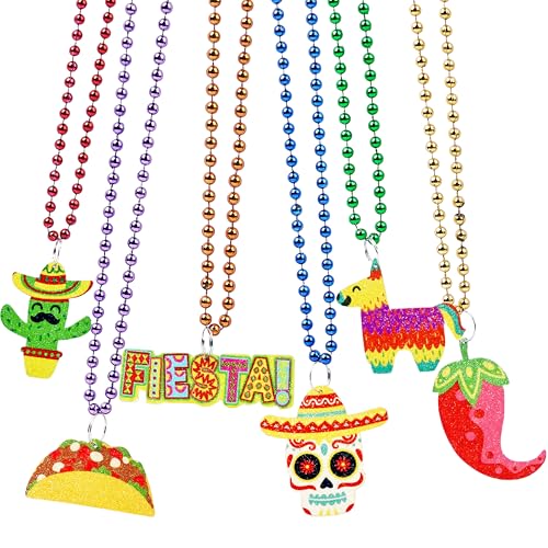 JOYIN 12 PCS Cinco de Mayo Beaded Necklaces for Party Decorations, Fiesta Beaded Necklace for Mexican Themed Bachelorette Party Favors, Photo Props Carnivals Event Decorations