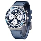 Blue Ocean Sport Mens Watches for Business Dress Analog Quartz Waterproof Wrist Watch for Men Multifunction Chronograph Watch for Men with Auto Date