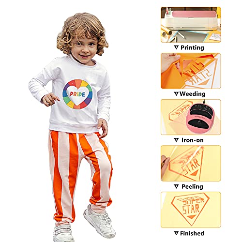 Image of RENLITONG Orange Iron on Vinyl - 12Inch by 5ft Roll HTV Heat Transfer Vinyl for T-Shirt HTV Rolls for All Cutter Machine - Easy to Cut & Weed for Heat Transfer Design