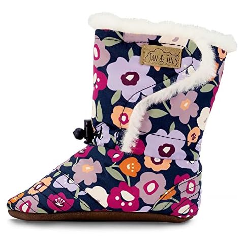 JAN & JUL Toddler Girl Soft Sole Shoes for Winter, Water-Resistant (Winter Flowers, Size: Medium Toddler) Cover