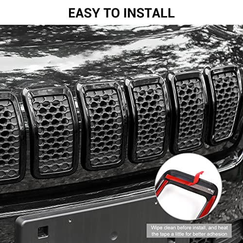 Image of JeCar for Jeep Cherokee Grill Inserts, Front Grille Inserts for 2019-2025 Jeep Cherokee (Black)