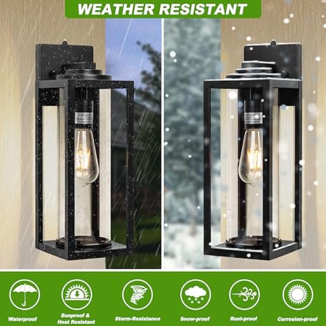 Dusk to Dawn Outdoor Wall Light Fixtures Modern Industrial Porch Sconces Wall Mounted Lighting Matte Black