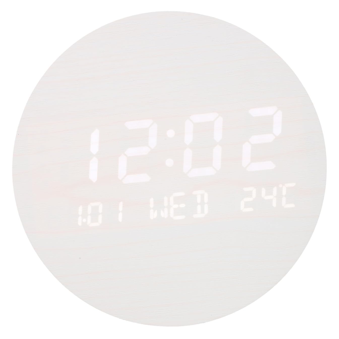 Homoyoyo Runde Elektronische LED Uhr mit Langer Batterielaufzeit und Alarmfunktion Kompakte Tischuhr fürs Schlafzimmer mit Einfachem Design