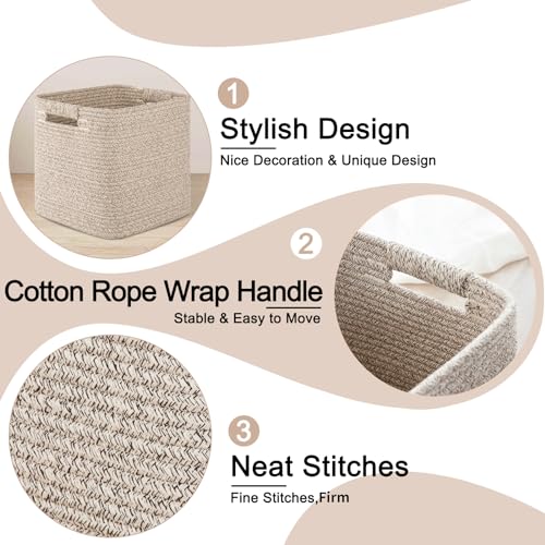 image for OIAHOMY Storage Cubes 11 Inch Storage Bins-3-Pack, Cotton Rope Woven B