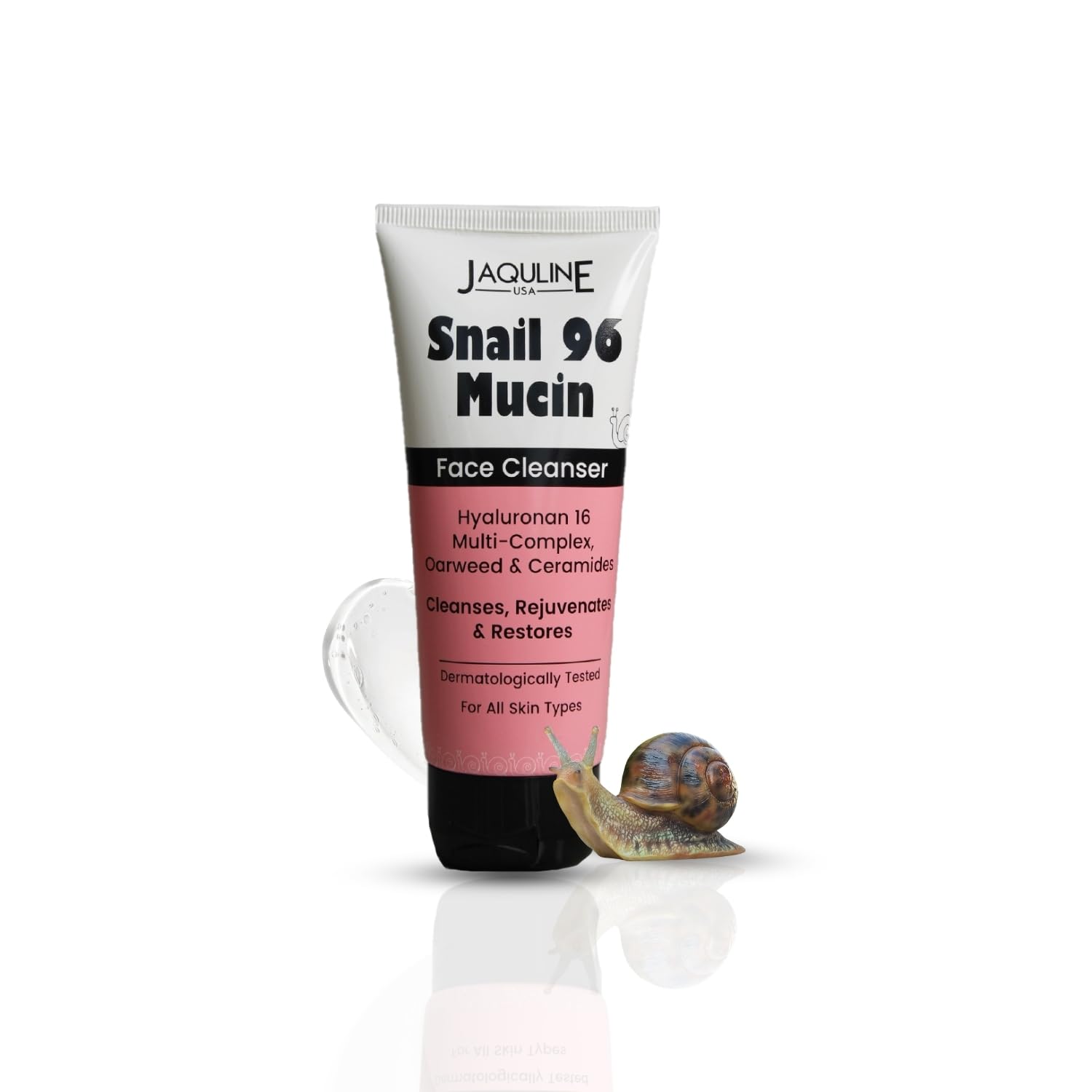 JAQULINE USA Snail Mucin Face Cleanser | Non-Drying, pH-Balanced Formula | Deeply Cleanses, Restores Skin Barrier | Long-Lasting Hydration for Glowing, Healthy Skin - 100ml