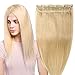 Produktbild Clip In Extensions Echthaar ein Stück Dick Tressen 5 Clips 50CM-95G #613 Hellblond
