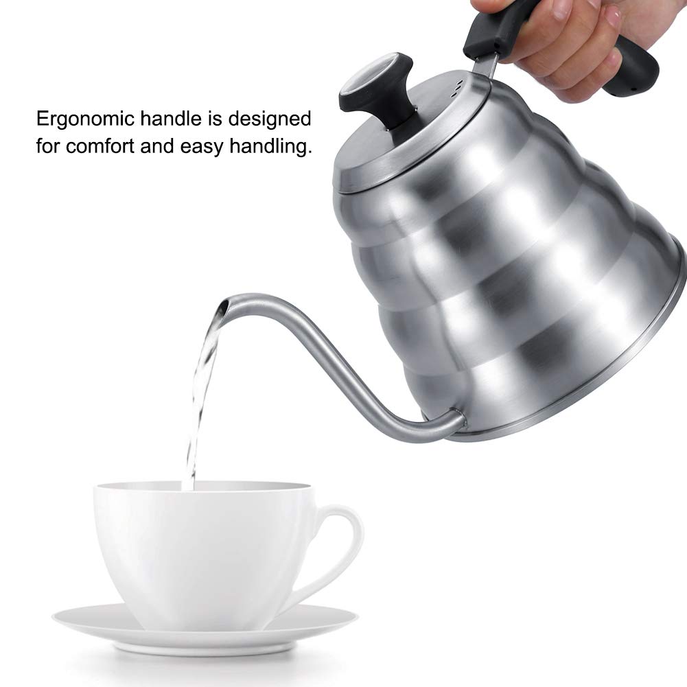 Zwanenhals waterkoker 1200 ml roestvrij staal waterkoker koffiepot zwanenhals waterkoker met thermometer voor alle warmtebronnen duurzaam zwart roestvrij staal