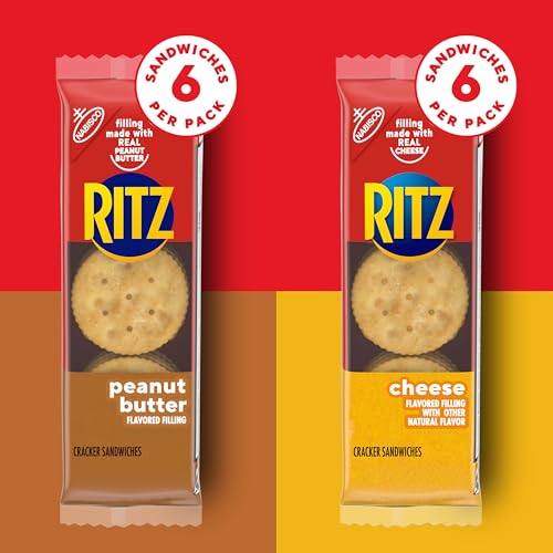 Image of RITZ Peanut Butter and Cheese Sandwich Crackers Variety Pack, Lunch Snacks, 32 Snack Packs (6 Crackers Per Pack)