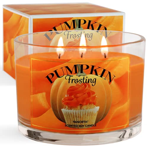 96North Pumpkin Spice Scented Candle | 3-Wick Large Jar Candle | 12 Oz Up To 50 Hour Burning Time | 100% All Natural Soy Wax Candle | Housewarming Gift For Women And Men | Relaxing Aromatherapy Candle #TOP7