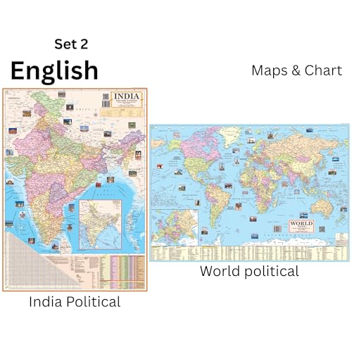 Editone International India & World Political Map for Wall with Q...