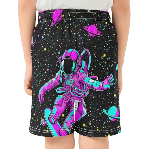 Astronaut Space Dark Black Boys Toddlers Shorts Casual Elastic Waist Athletic Shorts Custom Shorts Pants Kids 7-83