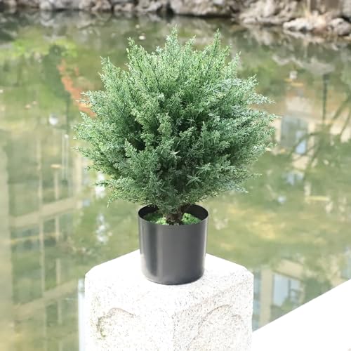 Lxnrmhch YWFZ-015 Artificial Cedar Topiary Ball Tree 17''T Artificial Pine Tree Potted Shrubs Uv Resistant Outdoors Plant thumb #5