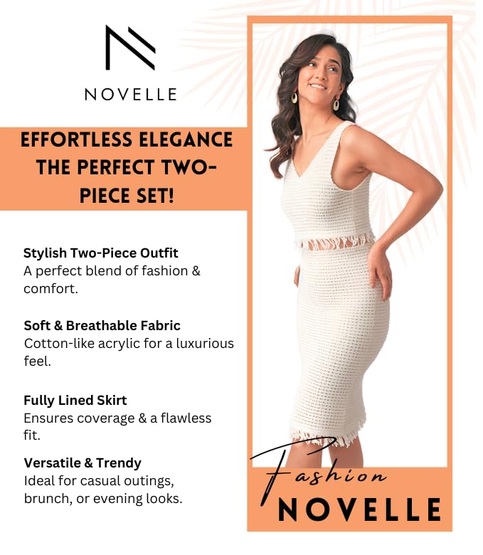 2 Piece Spring Outfits for Women – Midi Skirt Set – Skirt and Top Set – Soft Breathable Fabric, Versatile & Trendy Use – White – Xtra Large Size3