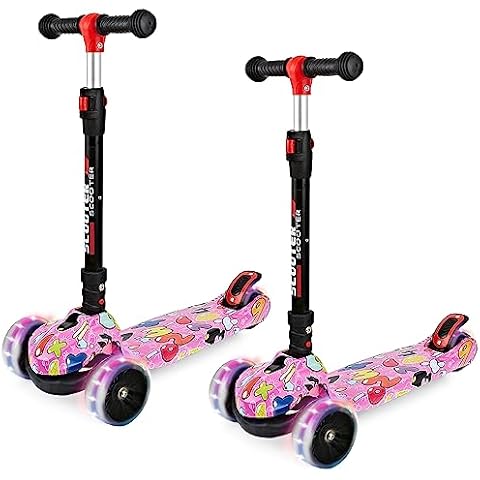 Scooter for Kids Ages 3-12, Foldable & Height Adjustable Kids Scooter with Graffiti Bodywork, Non-Slip Deck and Extra Wide PU Light-up Wheels (200 Lbs Weight Capacity) Cover