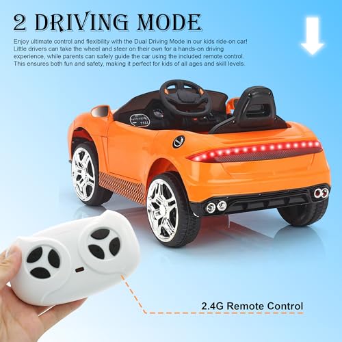 Image of Little Rides Battery Operated Car for Kids, Ride on Toy Car with Music & Light | Baby Big Jeep Rechargeable Battery | Kids to Drive 1 to 5 Years Boy Girl (Orange)