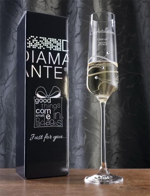 Flûte à champagne en cristal sans plomb gravée Félicitations Promotion 2025