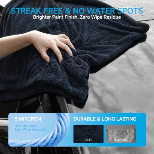 Image of TTRCB 2 Pack Car Drying Towels, 48 inch x 24 inch Extra Large Microfiber Towels for Cars, Ultra-Absorbent 70 /30 Blend, 1400 GSM, Streak Free, Twisted-Loop Drying Towels Car Detailing for SUV, RV, Truck