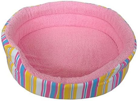 Cama suave para mascotas grande con estampado de rayas rosas para perro, gato, cachorro, gatito, forro polar suave