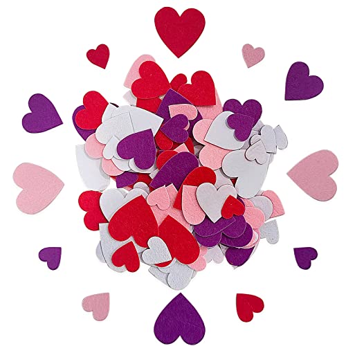 Heart Stickers, Valentines Day Crafts, 136 Pcs Felt Hearts for Crafts Craft Supplies for Wedding Anniversary 2cm to 4cm Size